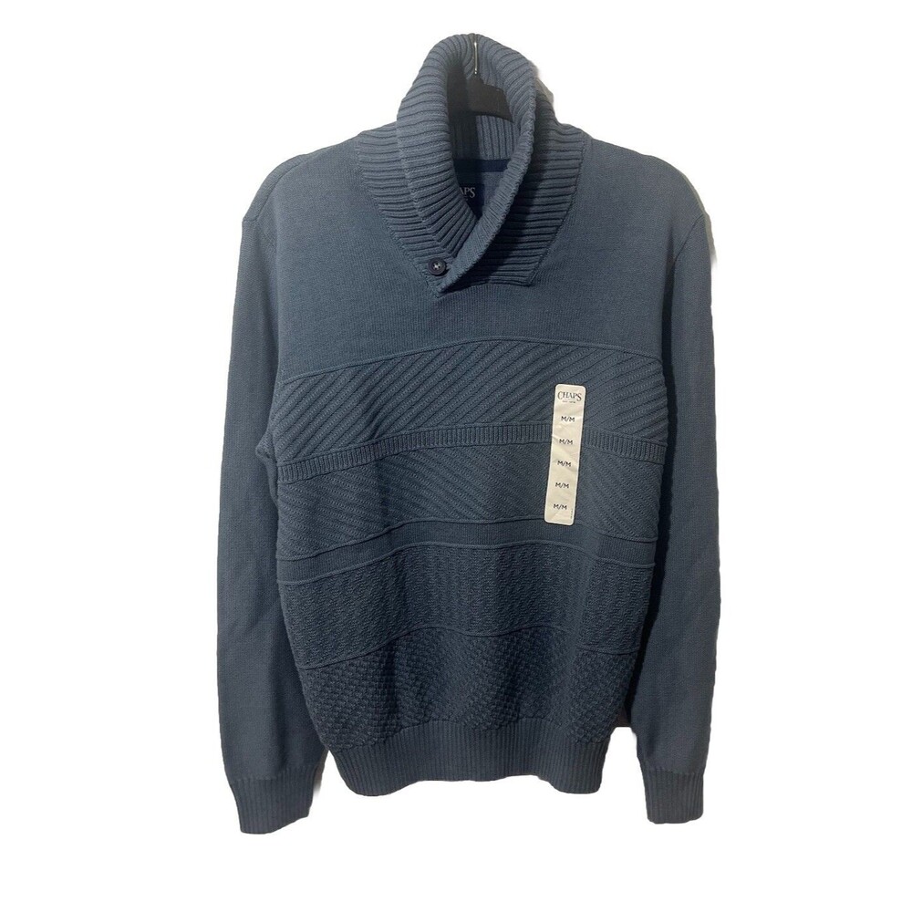 Chaps Sz Medium NWT Donegal Shawl Neckline Northern Light Preppy Classic Sweater